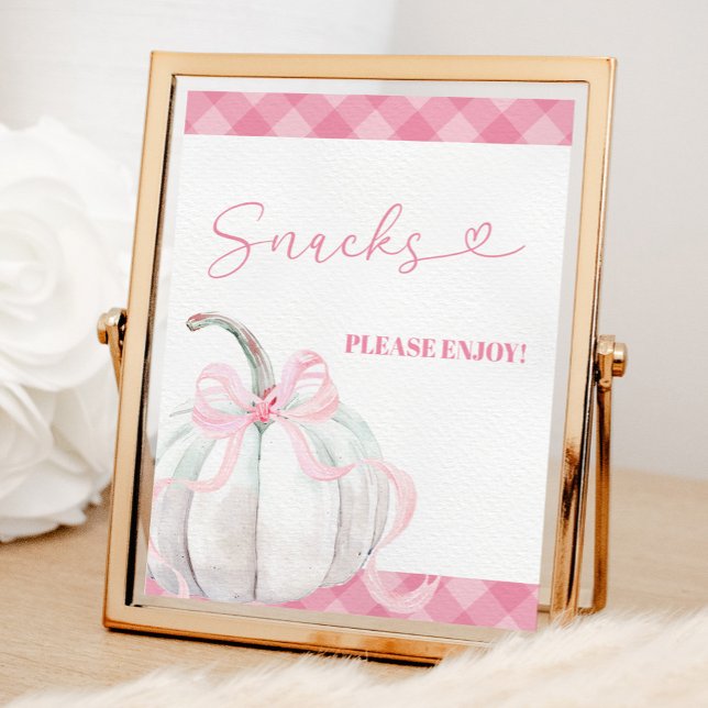 Poster Pink Preppy Citrouille Girl Anniversaire Snacks Po (Créateur téléchargé)