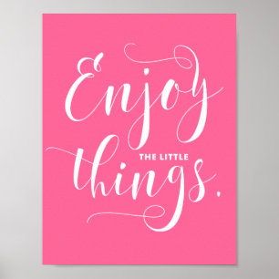 Poster Pink Profite Des Petites Choses Calligraphie mod
