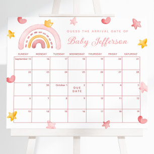 Poster Pink Rainbow Devis Date d'échéance Calendrier Post