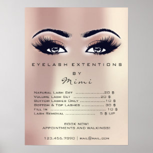 Poster Pink Rose Peach Skin Makeup Eyes Lashes Prices