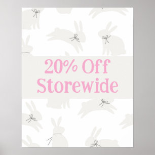 Poster Pink Sale Signe, 20% De Promo Poster, Vente de Pâq