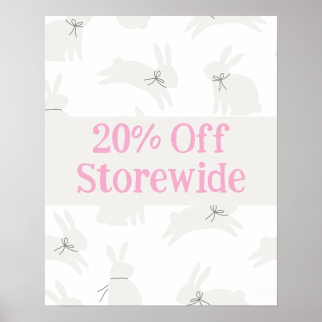 Poster Pink Sale Signe, 20% De Promo Poster, Vente de Pâq (Devant)