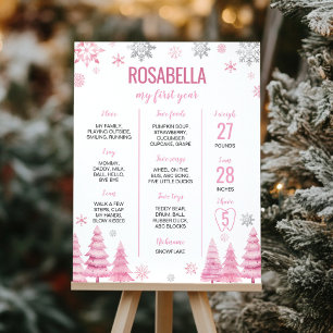 Poster Pink Snowflake Anniversaire de la fête Jalon Poste