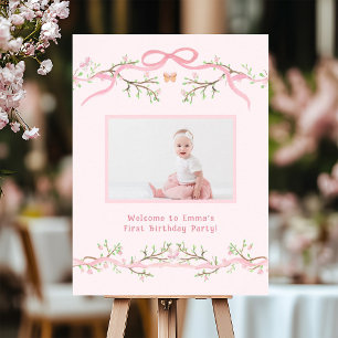Poster Pink Spring Blossom 1er Anniversaire Photo Bienven