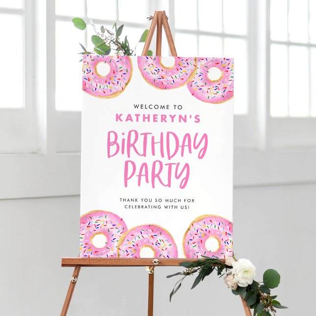 Poster Pink Sprinkts Donuts Anniversaire Bienvenue (Créateur téléchargé)