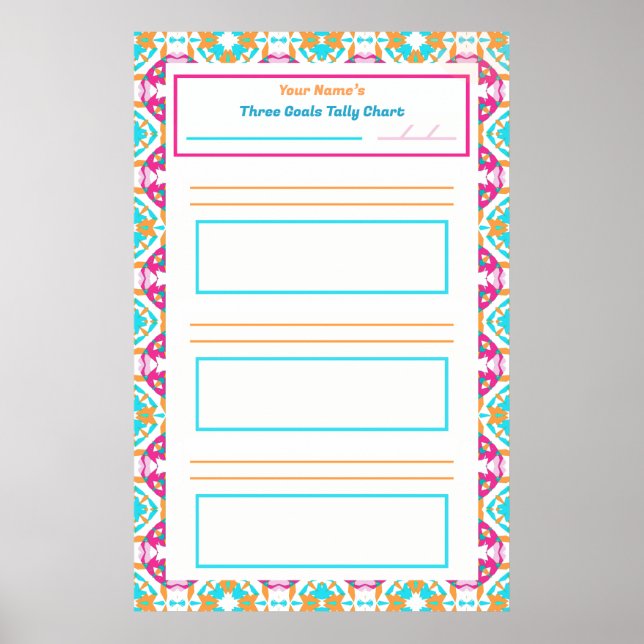 Poster Pink TDAH Girs Goal Habit Tracker Chart Télécharge (Devant)