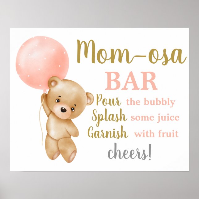 Poster Pink Teddy Bear Momosa Bar Symbole fille (Devant)