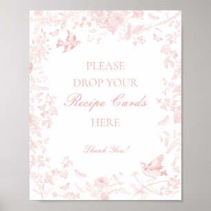 Poster Pink Toile De Jouy Floral Partager une recette Mar
