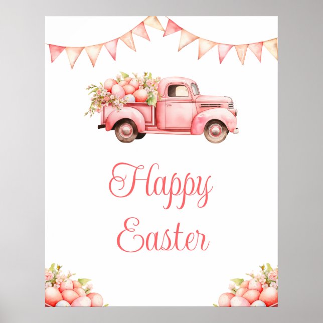 Poster Pink Truck Easter Egg Hunt (Devant)