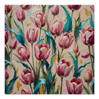 Poster pink tulips wall art