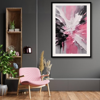 Poster Pink White et Black Splash Art sans cadre
