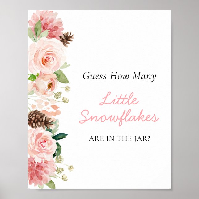 Poster Pink Winter Devine combien de petits flocons de ne (Devant)