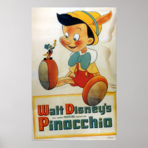 Poster Pinocchio et Jiminy Cricket