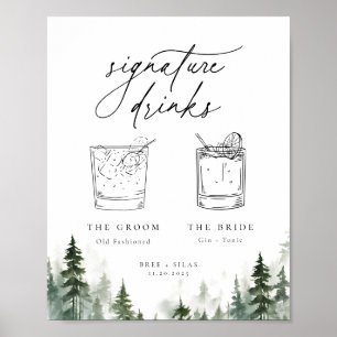 Poster Pins de Forêt Sauvage - Mini-signature Boissons