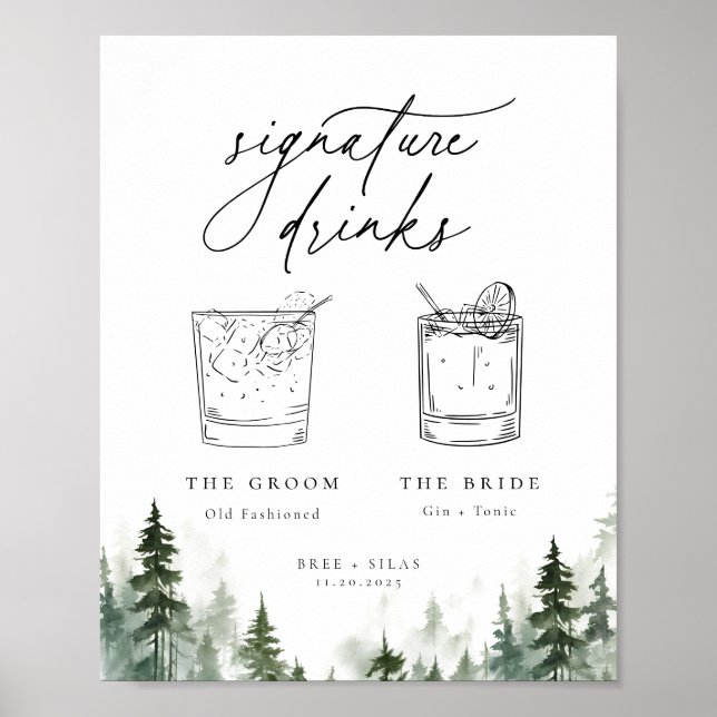 Poster Pins de Forêt Sauvage - Mini-signature Boissons (Devant)