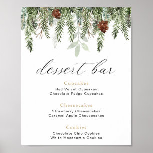 Poster Pins d'hiver rustiques Dessert Panneau Bar