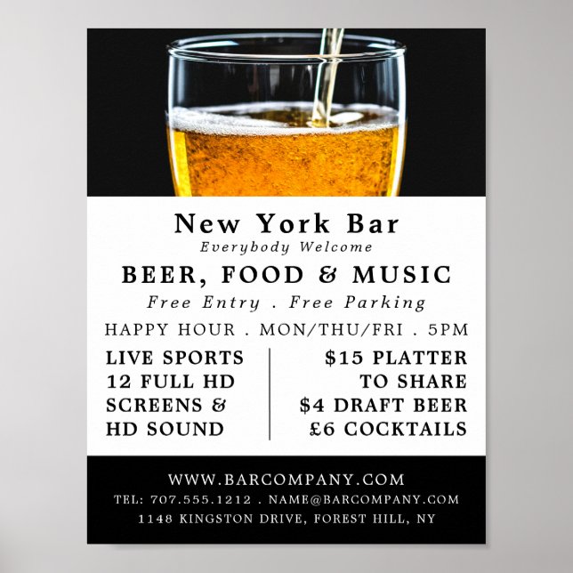Poster Pint de bière, Pub/Brasserie Publicité (Devant)