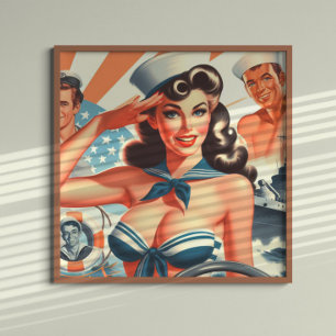 Poster Pinup à voile mignonne