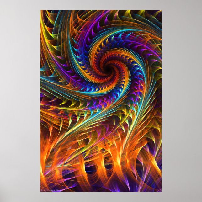 Poster "Pinwheel Dreams" - Abstrait Spiral Fractal Art (Devant)
