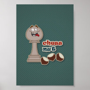 Poster Pion d'échecs, noix d'échecs et châtaignes