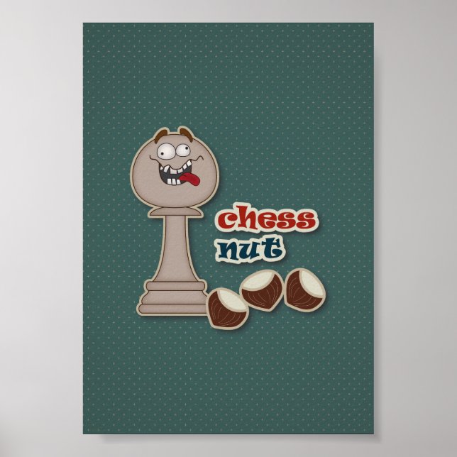 Poster Pion d'échecs, noix d'échecs et châtaignes (Devant)