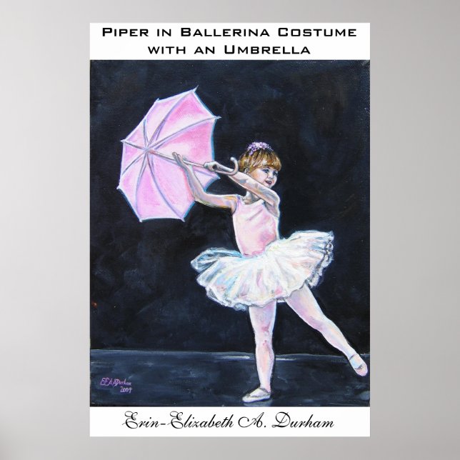 Poster Piper en costume de ballerine avec parapluie (Devant)