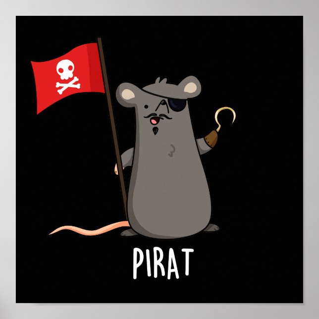 Poster Pirat Funny Pirate Rat Pun Dark BG (Devant)