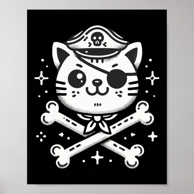 Poster Pirate Cat Pirate Crew Anniversaire (Devant)
