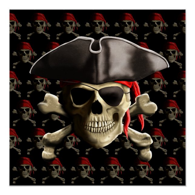 Poster Pirate Crâne Et Casquette (Devant)
