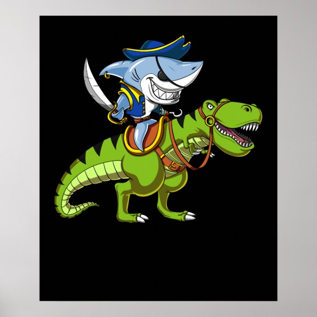 Poster Pirate De Requin Circulant Un Imaginaire Dinosaure (Devant)