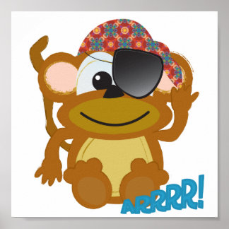 Poster Pirate de singe de Cute Goofkins