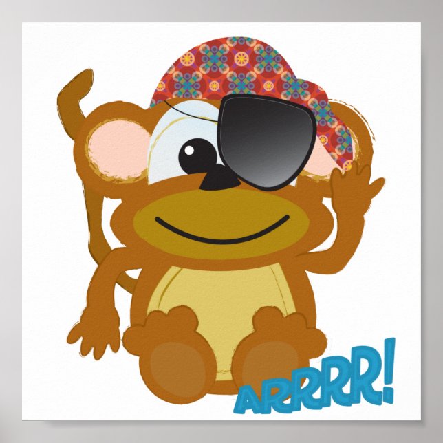Poster Pirate de singe de Cute Goofkins (Devant)