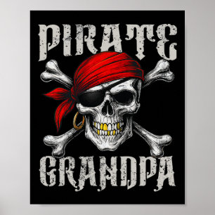 Poster Pirate Grand-Père Jolly roger Drapeau Et Crossbon 