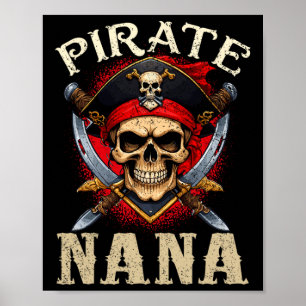 Poster Pirate Nana Crâne Jolly roger Halloween Pirate Fam