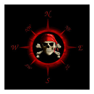Poster Pirate Rose Compass
