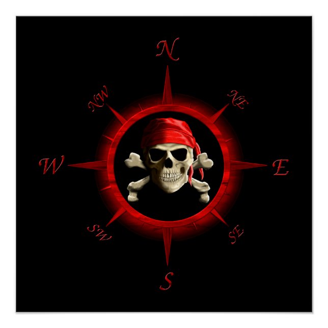 Poster Pirate Rose Compass (Devant)