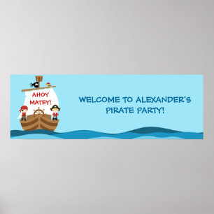 Poster Pirate Ship Birthday Party Banner