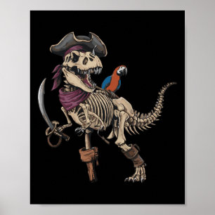 Poster Pirate Squelette Dinosaure T Rex Drôle Tyrannosaur