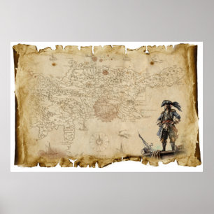 Poster Pirater l'ancienne carte