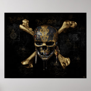 Poster Pirates du crâne et des os croisés des Caraïbes