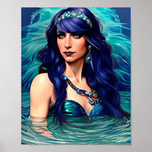 Poster Pisces Mermaid Queen Art Imaginaire original