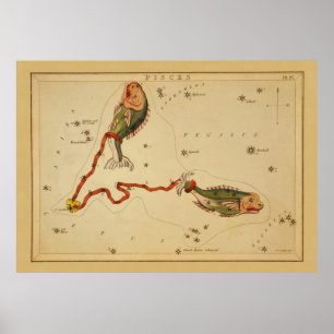 Poster Pisces The Fish - Vintage Sign of the Zodiac Image