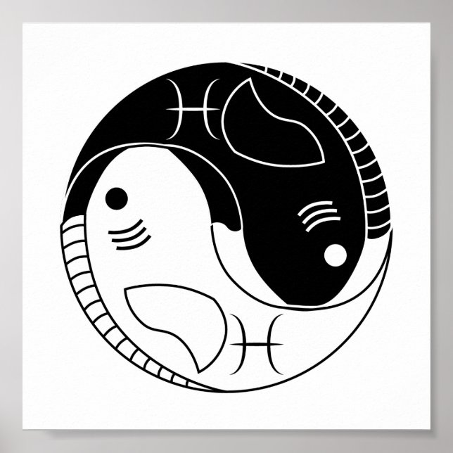 Poster pisces yin yang poisson astrologie zodiaque symbol (Devant)