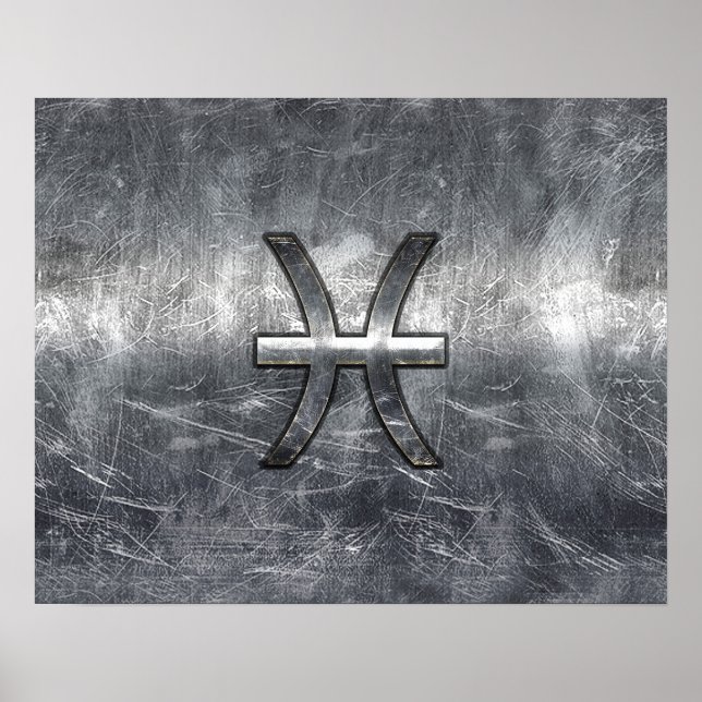 Poster Pisces Zodiac Connexion Gruning acier style print (Devant)