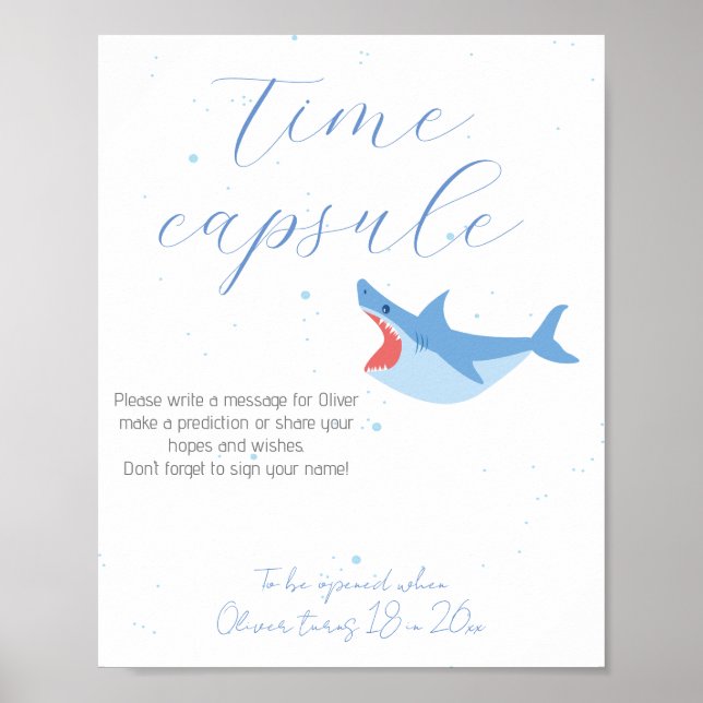 Poster Piscine d'été pour les requins et capsule d'heure  (Devant)