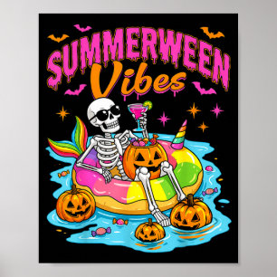 Poster Piscine flottante Halloween de squelettes drôles d