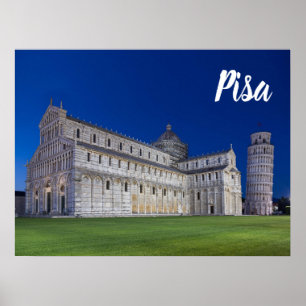 Poster Pise Tour penchée Panorama de nuit Italie Cadeau