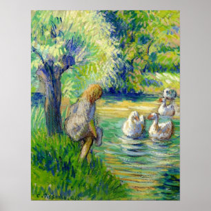 Poster Pissarro - Bergère Et Oies Eragny 1890