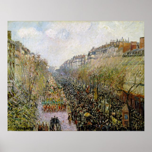 Poster Pissarro - Boulevard Montmartre, Mardi Gras (Devant)