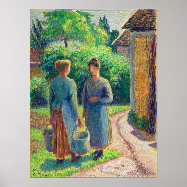 Poster Pissarro - Deux Femmes Dans Un Jardin 1888 (Devant)